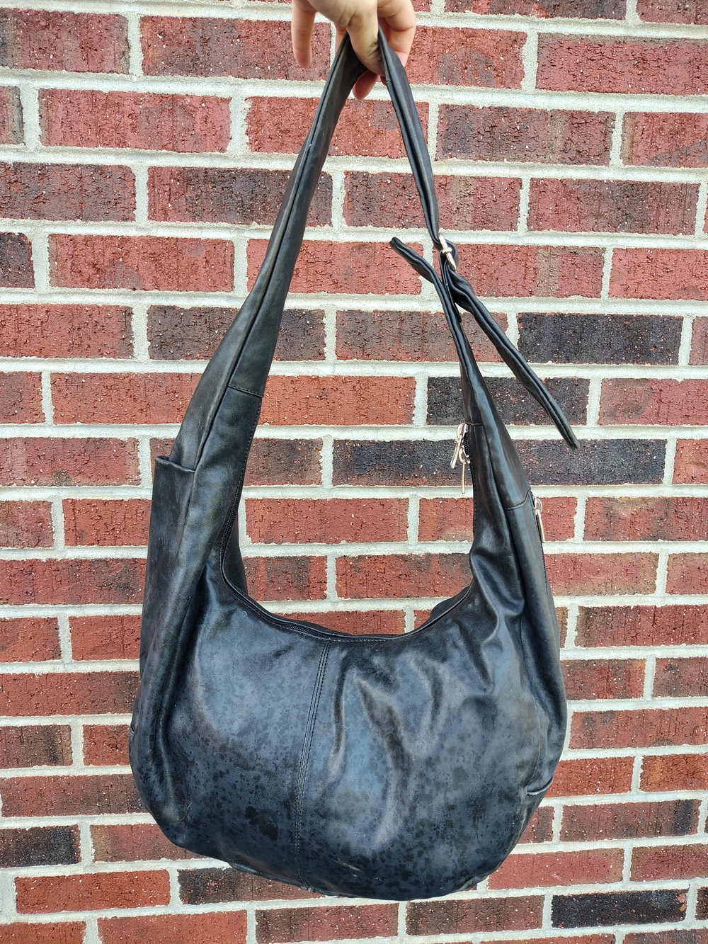 : Vintage DUCA DI MATISTE Italian Black Leather Hobo Shoulder Bag